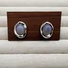 Brincos de Ágata Cinza S925, Modernos e Elegantes, Colar Cool e Refinado, Estilo Minimalista de Alto Padrão, Luxo Leve, Design de Nicho