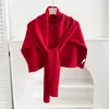 En Stock Wholesale de Fábrica Chal Tipo T para Mujer Otoño e Invierno con Mezcla de Lana, Ropa de Abrigo Cálida, Ropa de Abrigo Anudada, Cárdigan