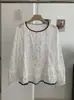 Blusa de lunares estilo coreano KEKEZOON con bordado de encaje y diseño de ganchillo, camisa de manga larga, top de estilo suave 8602