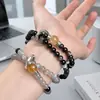 Pulsera de doble bucle para pareja de labradorita y obsidiana, nuevo anillo auspicioso de nube corriendo estilo chino, pulsera de lujo ligero