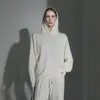 Moletom com Capuz Minimalista de Cor Sólida, Caimento Solto, Ombro Caído, Moletom Pulôver Casual, Top Casual Básico Versátil com Caimento Leve, Novo Estilo
