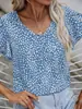 Moda Europea y Americana Transfronteriza Nuevo Amazon Temu Estampado Cuello en V Estampado de Corazón Cuello en V Top con Volantes