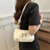 Bolsa feminina casual, doce e fofa, verão 2024, bolsa casual, laço simples, pequena bolsa quadrada, bolsa de ombro transversal da moda