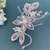 Novo Adorno de Cabeça para Noiva Europeu e Americano Corrente de Garras de Pérola e Strass Pente de Cabelo de Folha Decoração Lateral Simples e Elegante para Cabelo Dz316