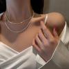 Popular Collar de Gypsophila Super Brillante para Mujer Diseño de Nicho Ins Europeo y Americano Versátil Doble Capa Apilada Cadena Lisa