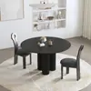 Mesa de Comedor Redonda Moderna Simple Placa de Roca Negra Estilo Francés Medio Nórdico Hogar Mesa de Comedor Silla Lujo Ligero Italiano Estilo Silencioso