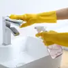 Luvas de tendão para limpeza doméstica cozinha lavagem de louça à prova d'água e óleo luvas para tarefas domésticas ampliadas espessadas alongadas duráveis PVC