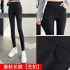 Leggings Grossos Forrados com Fleece Preto para Mulheres, Primavera e Outono, Tamanho Plus, Cintura Alta, Elásticos, Emagrecedores, Adequados para Usar Fora, Calças Skinny, Calças Lápis de Tamanho Grande
