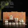 Taza de belleza estilo pintura china con tinta, horno Ru, con asa anti-quemaduras, juego de té kung fu de alta gama, separador de té, mar de té y juego de tazas de servicio