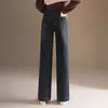 Moda Otoño/Invierno 2026 Nuevo Pantalón de Pierna Ancha Ajustado con Felpa Interior Cintura Alta Adelgazante Pantalones de Pierna Recta Buena Caída Sueltos Pantalones Largos