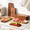 Bandeja de Almacenamiento para el Hogar de Madera de Acacia Bandeja para Servir Comida Cocinada en la Cocina Almacenamiento Bandeja Rectangular de Madera para Comida Postre Fruta