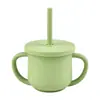 Vaso con Popote de Silicona para Bebé, Grado Alimenticio, Antiahogo, Antiderrames, Vaso de Aprendizaje para Beber, 210ml, Resistente a Mordeduras, Hervible y Esterilizable