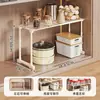 Estante de almacenamiento multifuncional para cocina, organizador para debajo del fregadero, gabinete de capas, organizador de encimera y soporte ajustable para microondas