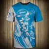 Camiseta de Rugby Transfronteriza para Hombre Verano Juvenil Holgada Estampado Digital 3D Cuello Redondo Mangas Cortas para Hombre