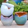 Vaso de cerâmica carnudo, planta de cerâmica, cerâmica retrô, areia roxa, atacado, simples, criativo, grande, pequeno, vaso de cerâmica, especial, desktop