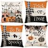 Funda de Almohada de Halloween al Por Mayor de Amazon Transfronteriza Popular Temu Lino Felpa Cuadrada Funda de Almohada Funda de Almohada Cómoda