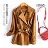Primavera de 2026 Novo Estilo Coreano Jaqueta de Couro Feminina Tamanho Plus Solta Curta Corta-vento Cintura Marcada Emagrecedora Jaqueta de Couro Roupa Exterior de Couro Feminina