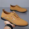 Zapatos Casuales de Cuero 2025 de Caña Baja para Hombre Comercio Exterior Transfronterizo Zapatos de Frijol con Suela Blanda Zapatos de Conducir para Papá Zapatos de Cuero para Hombre