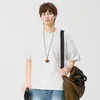 Camiseta Masculina de Verão Estilo Old Money com Listras, Gola Redonda, Cor Sólida, Manga Curta, Nova Moda Casual Versátil Retrô