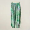 Calças de Viscose de Verão em Estoque para Mulheres, Calças Finas de Perna Larga, Calças Cropped de Algodão Artificial, Calças Lanterna, Roupa Feminina de Verão, Tamanho Plus