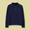 RL26 Suéter Polo de Punto Trenzado Otoño Manga Larga Cuello Camisero Suéter de Lana Corte Holgado para Mujer RL27244