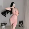 Camisón Sexy de Tirantes Transparente, Atractivo y Seductor, Ropa de Dormir sin Quitar, Apasionado Uniforme para Pecho Pequeño, Falda Bodycon Qqny