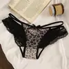 Estampado de Leopardo "Pura Pasión Ropa Interior Sexy de Encaje para Chicas Transpirable Algodón Color Nude Fondo de Algodón Entrepierna Cintura Baja Tanga de Malla