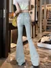Jeans Vintage Hot Girl Outono Cintura Alta Emagrecimento Design de Costura com Laço Calças de Renda Micro Femininas Chiques