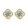 Aretes Casuales de la Suerte Clásicos de Trébol de Cuatro Hojas de Zirconia Estilo Japonés y K Elegantes Aretes Florales de Diamante con Forma de Flor