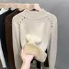Camiseta Básica de Cuello Medio para Mujer, Terciopelo Engrosado, Nueva Prenda Interior Otoño e Invierno 2024, Suéter de Cuello Alto, Top Delgado de Invierno
