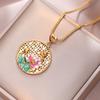 Collar para Mujer Estilo Coreano y Japonés Retro Esmalte Flor de Loto Colgante Oro Arena Vietnamita Collar Similar al Estilo Xiaohongshu Accesorio de Collar