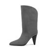 2026 Europeo y Americano Comercio Exterior Nuevo Estilo Punta Fina Tacón Cónico Tacón Alto Stiletto Color Sólido Moda Pasarela Talla Grande Botas y Zapatos para Mujer