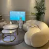 Sala de estar nórdica apartamento pequeño tela tecnológica salón de belleza tienda de novias área de descanso sofá semicircular con forma de anacardo lana de cordero