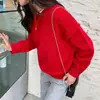 Suéter de punto de cuello redondo nuevo estilo coreano para otoño e invierno, suéter de punto liso retro holgado estilo perezoso para mujer, suéter suave y pegajoso para todo tipo de ocasiones para mujer