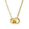 Moda Transfronteriza Cadena Irregular Simple para Clavícula Colgante de Doble Anillo Entrelazado Lujo Accesible Nicho Collar de Oro de 18 Quilates