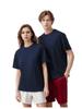 Camiseta de algodón pesado de 240 g de triple aguja, talla europea, doble hilo, hombro caído pequeño, corte holgado, cuello redondo, camiseta transfronteriza europea y americana, logotipo para hombre