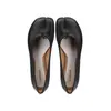 Sapatos Femininos de Couro Genuíno Rasteirinhas Modelo Igual ao da Mãe Uva 2025 Primavera & Outono com Bico Dividido e Detalhe de Casco de Porco, Boca Rasa, para Usar com Saia