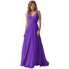 Vestido Feminino Amazon Ombro Decote V Chiffon Alça Madrinha Longo A-Bainha Saia Plissada Vestido Formal de Noite