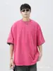 Camiseta Lavada Floco de Neve Estilo Japonês e Coreano 230G Transfronteiriça para Homens e Mulheres, Algodão Pesado Verão Hip-Hop Streetwear