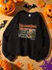 Moletom Est.1998 Halloween Town Feminino Gola Redonda Top Macio Moda Streetwear Pulôver Casual