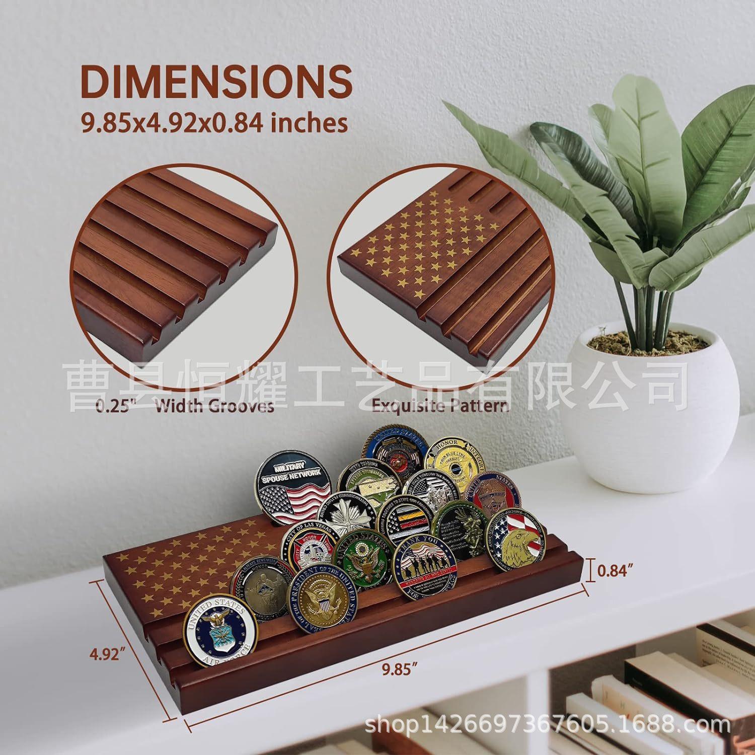 木制纪念币展示架桌面摆台勋章收纳架硬币收藏多层置物架BSCI