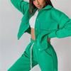 Conjunto de dos piezas de manga larga para mujer, estilo europeo y americano, con pantalones y cintura elástica, chaqueta de un solo pecho, sudadera, estilo informal, 2024