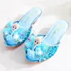 Zapatos de princesa Aisha para verano de niña, pantuflas de tacón alto, sandalias infantiles de dibujos animados versátiles, zapatillas de casa para niños con pedrería