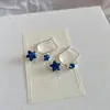 Novos Brincos de Estrela Azul com Zircônia para Mulheres, Brincos Doces e Frescos, Tarraxas Estilo Ins, Brincos de Luxo Leve de Nicho