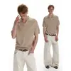 Camiseta de Manga Corta con Cuello en V Estilo Old Money para Hombre y Mujer, Nueva Camisa de Punto Estilo Coreano de Verano Ajustada con Cuello Polo, Casual y Elegante