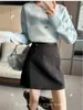 Falda Brillante~Falda de Lana Estilo Coreano Otoño e Invierno para Mujer, Falda Corta para Figuras Pequeñas 0311-129