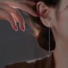 Pendientes de plata de ley s925, elegantes y sencillos, con borlas y letras, pendientes de lujo ligeros de celebridades de Internet, pendientes de nicho de alta calidad para mujer.
