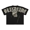 Punk Europeu e Americano Edição Grande Impresso T-Shirt Y2K Estilo Hip Hop Masculino T-Shirt Mascarado Menina Gótico Manga Curta Top