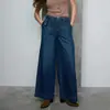 Jeans de mezclilla lavada retro europeos y americanos transfronterizos para mujer, corte holgado, pierna recta, casual, estilo popular ajustado, TEMU