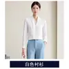 Camisa de Chiffon Branca com Decote V para Outono e Inverno Design de Manga Longa para Mulheres Nicho Primavera e Outono Elegante Profissional Roupa para Entrevista